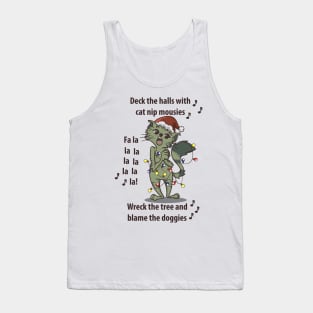 Christmas Carol Singer Cats Caroler for Cat Lovers Tank Top